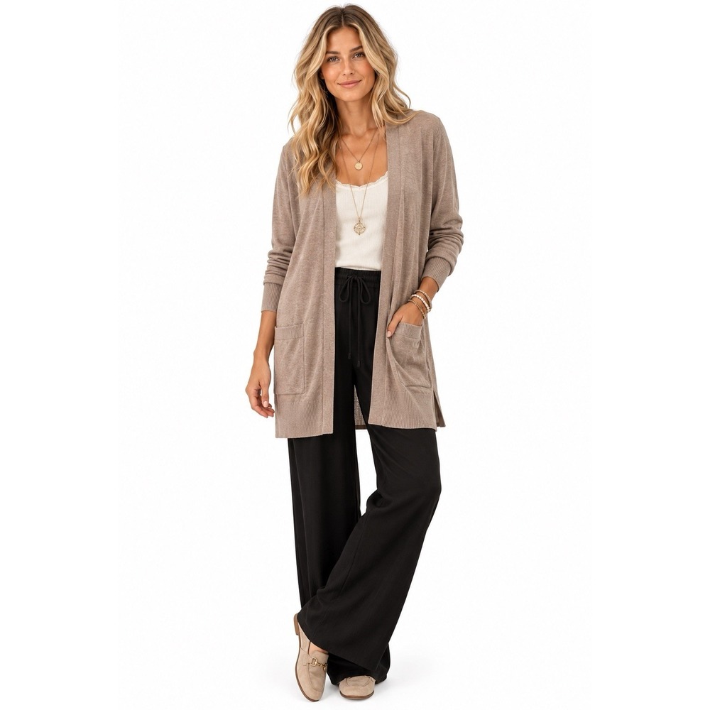 Longline Cardigan Sweater XL Tan Boho Cottagecore Capsule Luxury Minimalist